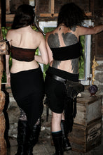 Load image into Gallery viewer, Gathered Front Ruched Pointed Black Pixie Skirt