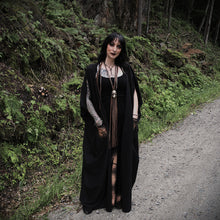 Load image into Gallery viewer, Elemental Elegy – Black Cotton Ritual Robe with Sacred Symbols