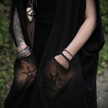 Load image into Gallery viewer, Elemental Elegy – Black Cotton Ritual Robe with Sacred Symbols