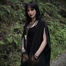 Load image into Gallery viewer, Elemental Elegy – Black Cotton Ritual Robe with Sacred Symbols
