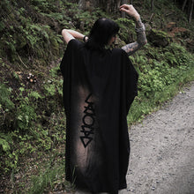 Load image into Gallery viewer, Elemental Elegy – Black Cotton Ritual Robe with Sacred Symbols