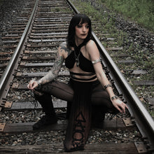 Load image into Gallery viewer, Elemental Double Slit Skirt – Floor Length Belly Dance Skirt with Symbols | Witchy Boho Festival Clothing