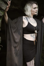 Load image into Gallery viewer, Gathered Front Ruched Pointed Black Pixie Skirt