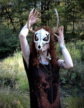 Load image into Gallery viewer, Handmade Gothic Witch Dress – Black Ruched Short Sleeve Dress with Anatomical Heart & Floral Print