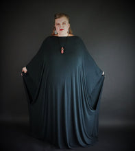 Load image into Gallery viewer, Long Black Kaftan Dress Long Sleeve Off the Shoulder Maxi Over Size Large Dress