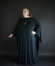 Load image into Gallery viewer, Long Black Kaftan Dress Long Sleeve Off the Shoulder Maxi Over Size Large Dress