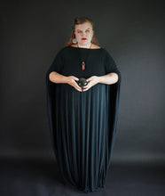 Load image into Gallery viewer, Long Black Kaftan Dress Long Sleeve Off the Shoulder Maxi Over Size Large Dress