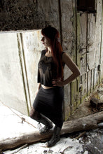 Load image into Gallery viewer, Gathered Side Ruched Pointed Black Pixie Skirt - Wings of Sin