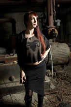 Load image into Gallery viewer, Gathered Side Ruched Pointed Black Pixie Skirt - Wings of Sin