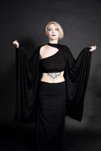 Load image into Gallery viewer, Super Soft Long Flowing Black Shrug Jacket - Wings of Sin
