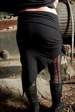 Load image into Gallery viewer, Gathered Side Ruched Pointed Black Pixie Skirt - Wings of Sin