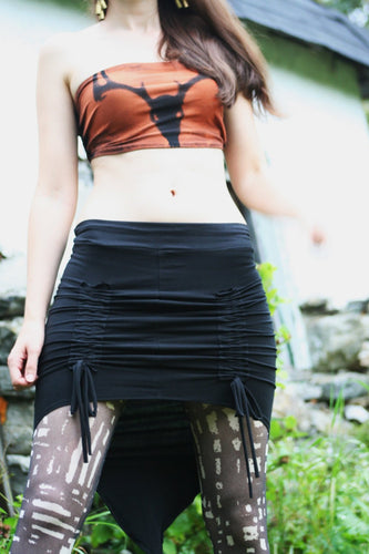 Ruched Black Pixie Skirt