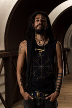 Load image into Gallery viewer, Vegvisir Viking Compass Sleeveless Black T-Shirt - Wings of Sin