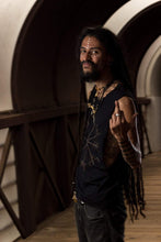 Load image into Gallery viewer, Vegvisir Viking Compass Sleeveless Black T-Shirt - Wings of Sin