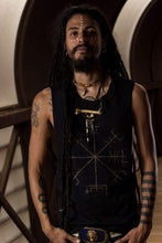 Load image into Gallery viewer, Vegvisir Viking Compass Sleeveless Black T-Shirt - Wings of Sin