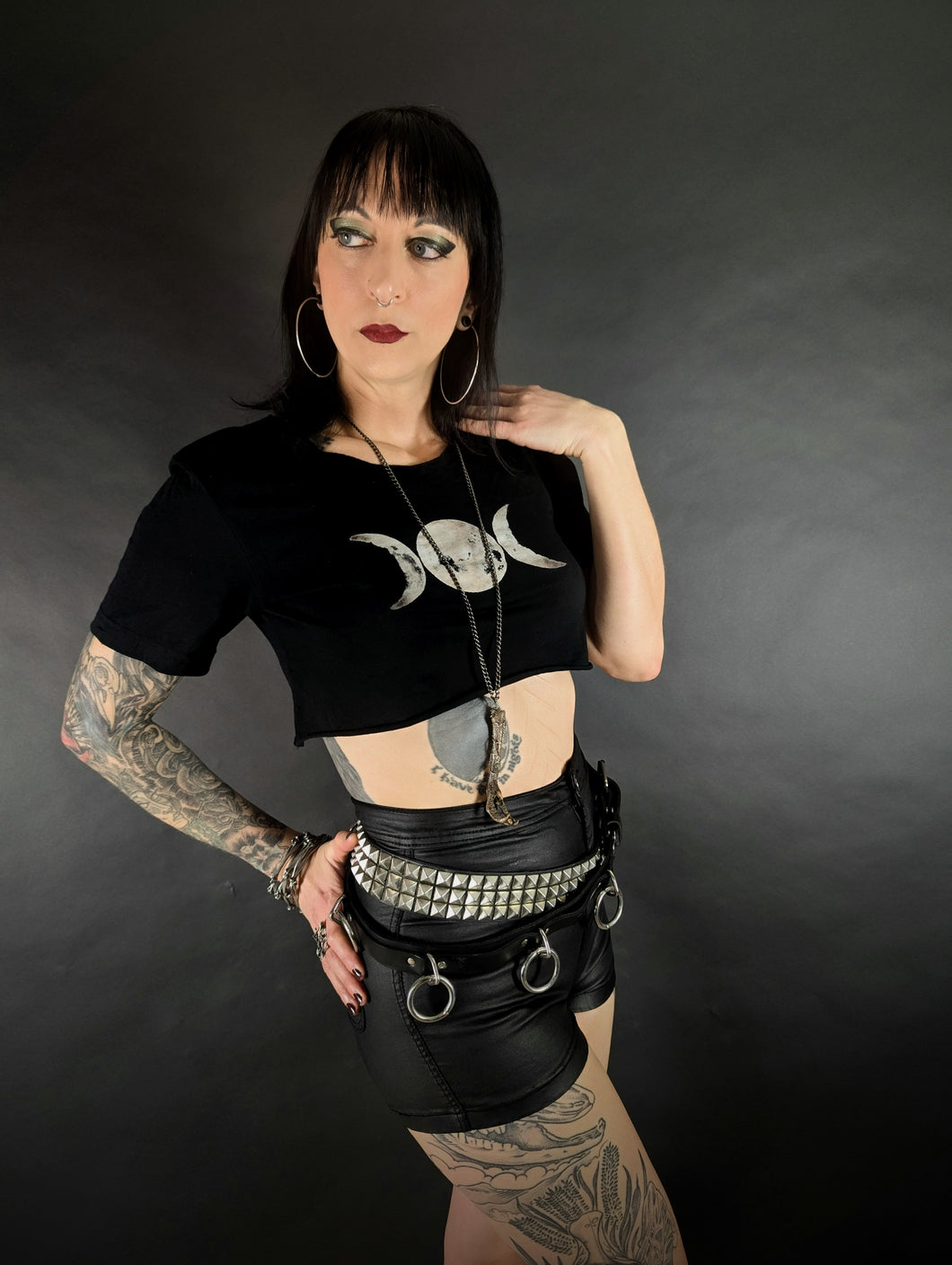 Triple Moon Cropped T Shirt