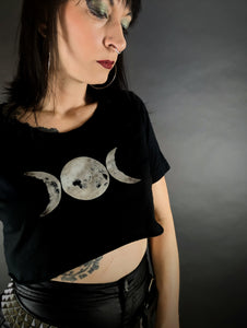 Triple Moon Cropped T Shirt