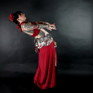 Red Warrior Long Slit Skirt