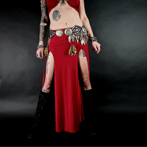 Red Warrior Long Slit Skirt