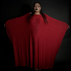 Ogham Long Red Kaftan Oversized Dress