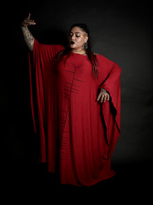 Ogham Long Red Kaftan Oversized Dress