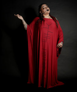 Ogham Long Red Kaftan Oversized Dress