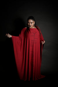 Ogham Long Red Kaftan Oversized Dress