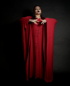 Ogham Long Red Kaftan Oversized Dress