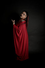 Load image into Gallery viewer, Long Red Kaftan Dress Long Sleeve Off the Shoulder Maxi Over Size Large Dress
