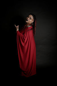 Ogham Long Red Kaftan Oversized Dress