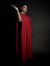 Load image into Gallery viewer, Long Red Kaftan Dress Long Sleeve Off the Shoulder Maxi Over Size Large Dress
