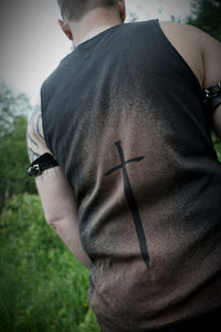 Battle Crow Sword Print Sleeveless Shirt