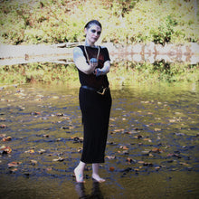 Load image into Gallery viewer, Dark Romance One Sleeve Dress – Anatomical Heart Botanical Print
