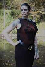 Load image into Gallery viewer, Dark Romance One Sleeve Dress – Anatomical Heart Botanical Print
