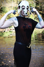 Load image into Gallery viewer, Dark Romance One Sleeve Dress – Anatomical Heart Botanical Print
