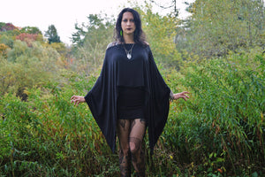 Black Batwing Edgy Poncho Capelet - Wings of Sin 