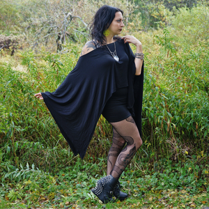 Black Batwing Edgy Poncho Capelet - Wings of Sin 