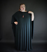 Load image into Gallery viewer, Long Black Kaftan Dress Long Sleeve Off the Shoulder Maxi Over Size Large Dress
