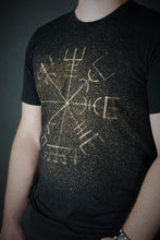 Load image into Gallery viewer, Splatter Vegvisir Viking Compass Black T-Shirt
