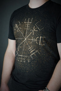 Splatter Vegvisir Viking Compass Black T-Shirt