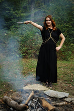 Load image into Gallery viewer, Black Kaftan Short Sleeve Maxi Dress
