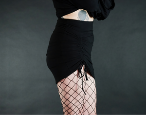 Black Single Ruched Mini Skirt