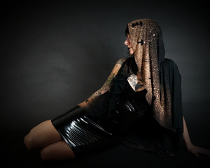 Mushroom Print Reversable Flowing Vest Black Sleeveless