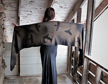 Load image into Gallery viewer, Extra-Long Murder of Crows Scarf Shawl

