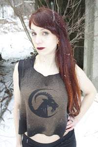Triskele* Goth Witch Cropped Loose Tank - Wings of Sin 