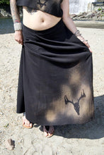 Load image into Gallery viewer, Long Black Maxi Deer Skull* Stained Skirt Post Apocalyptic - Wings of Sin 
