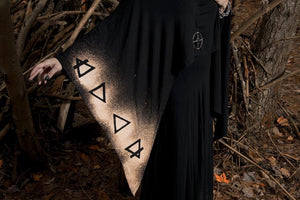 Four Elements Print Black Batwing Edgy Poncho Capelet - Wings of Sin 