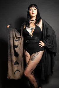 Moon Phases Robe Jacket Ritual Witch Black Outerwear