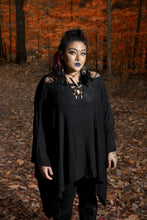 Load image into Gallery viewer, Black Wide Sleeve Tunic Shirt - Wings of Sin 
