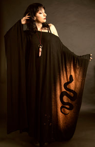 Serpent Long Black Kaftan Over Size Dress